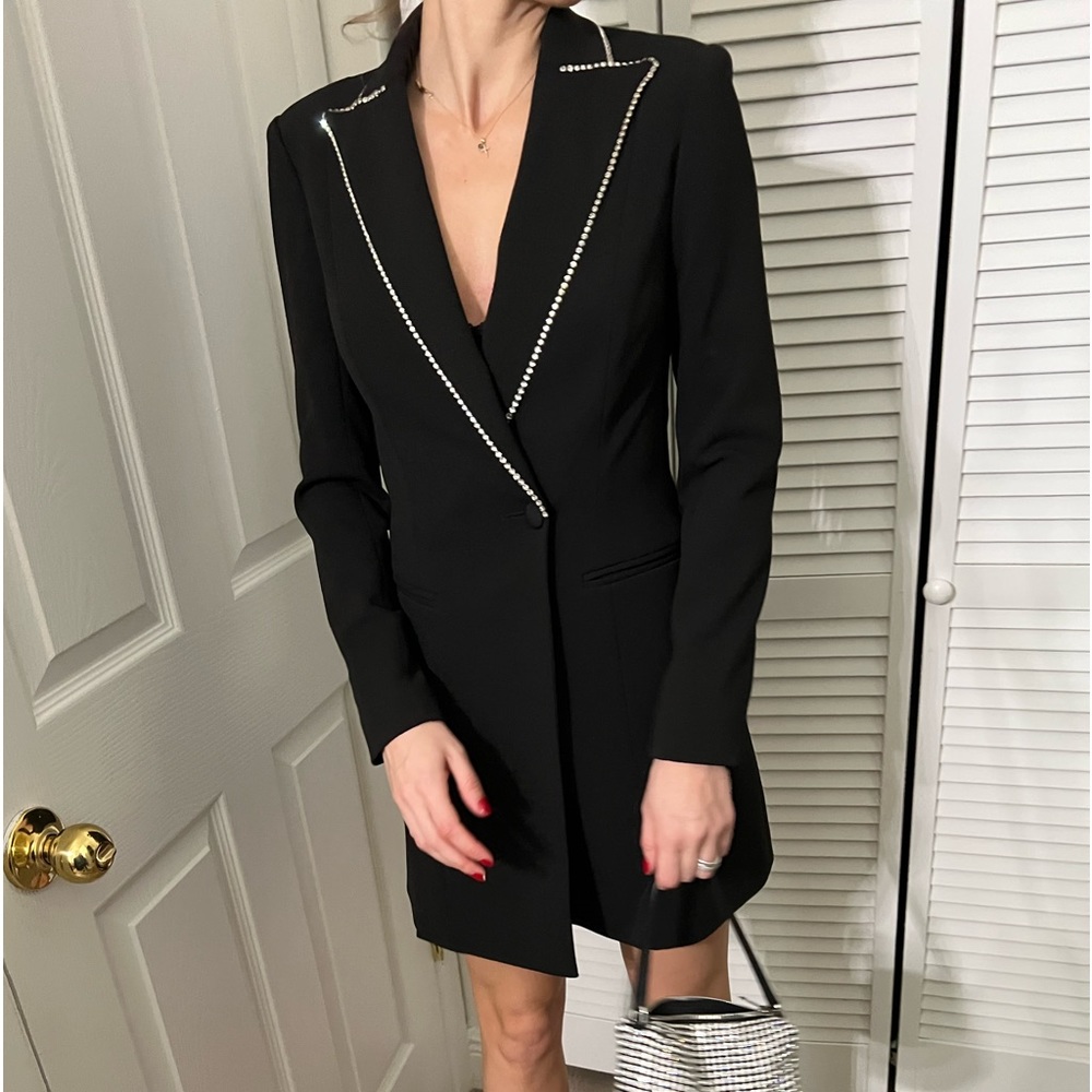 Jay Godfrey Ace Rhinestone-Trim Mini Blazer Dress (0)